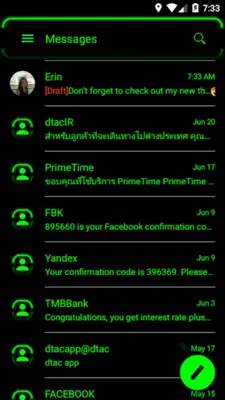 SMS Messages Neon Led Green android App screenshot 3